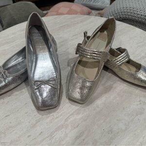 Chic Silver Metallic Flats with Bow